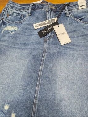 Judy Blue Distressed Light Blue Denim Skirt